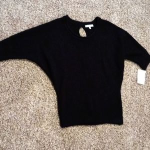 Annalee + Hope Keyhole Knot 3/4 Knit Sweater Black Medium new